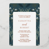 Marine Blauw Botanisch Wit Winter Bruiloft Folie Uitnodiging (Voorkant)
