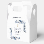 Marine Blauw Botanische Moderne Heilige Communie Bedankdoosjes (Geopend)