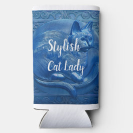 Marine blauw Custom Art Nouveau kat Stijlvolle Cat