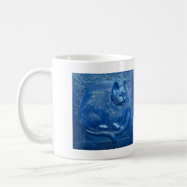 Marine blauw Custom Art Nouveau kat Stijlvolle Cat Koffiemok