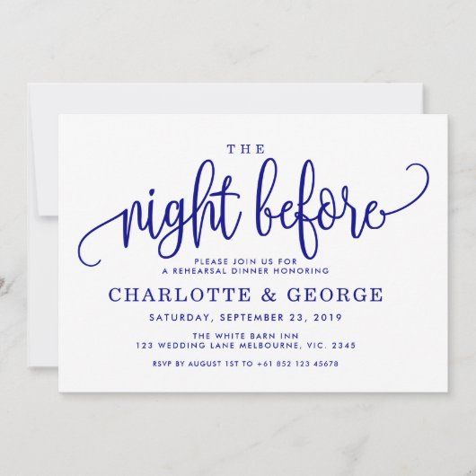 Marine blauw de nacht voor uitnodiging (Voorkant)