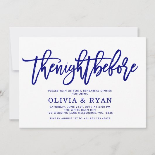 Marine blauw de nacht voor uitnodiging (Voorkant)