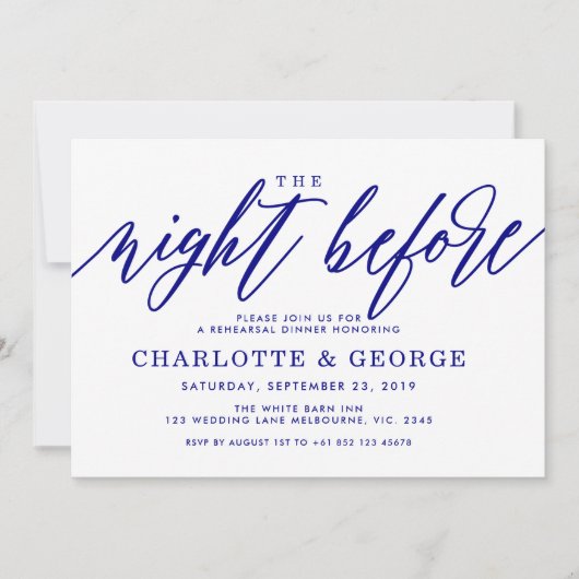 Marine blauw de nacht voor uitnodiging (Voorkant)