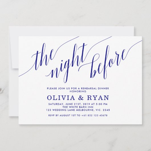 Marine blauw de nacht voor uitnodiging (Voorkant)