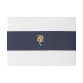 Marine Blauw Effen Kleur Bruiloft Zonnebloem Uitnodigingen Wikkel (Achterkant Voorbeeld)