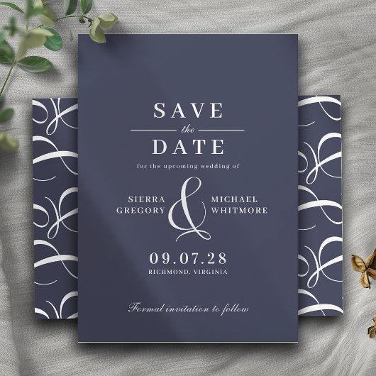 Marine Blauw | Elegante  typografie Save The Date