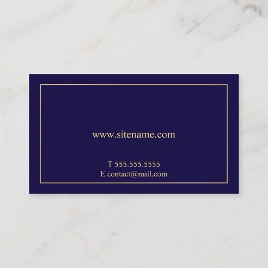 Marine Blauw en Goud Elegant Visitekaartje (Achterkant)