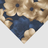 Marine blauw en goud elegante bloemen tissuepapier (Detail)