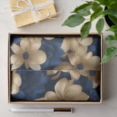Marine blauw en goud elegante bloemen tissuepapier (Geschenk)