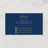Marine blauw en goud fotografie foto typografie visitekaartje (Achterkant)