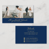 Marine blauw en goud fotografie foto typografie visitekaartje (Voorkant / Achterkant)