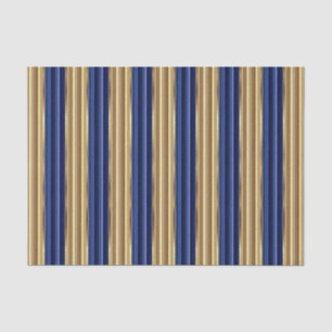 Marine Blauw en Goud Grote Strepen Tissuepapier