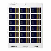 Marine Blauw en Goud Kant Bruiloft Etiket (Full Sheet)