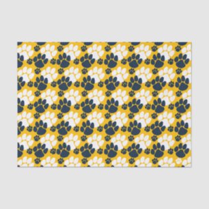 Marine Blauw en Goud Kleine Pawprints Tissuepapier