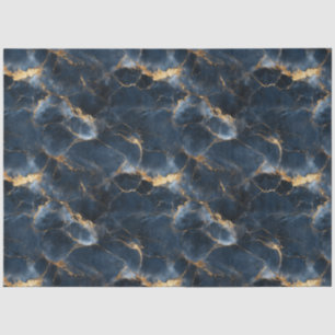 Marine Blauw en Goud Marmeren Patroon Decoupage Tissuepapier