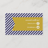 Marine blauw en goud moderne strepen en lint visitekaartje (Achterkant)