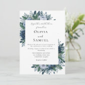 Marine blauw en lichtblauw elegante bruiloft kaart (Staand voorkant)