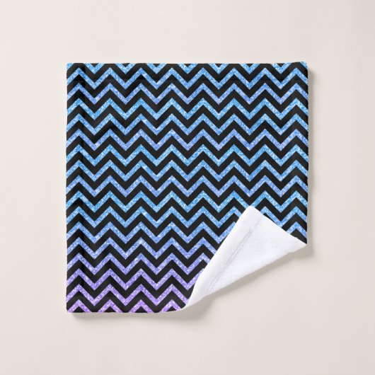 Marine-blauw en roze chevron monogram bad handdoek (Wasdoekje)