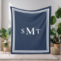 Marine Blauw en Wit Drie Letter Monogram