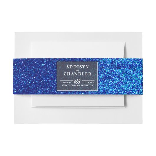 Marine Blauw en Wit Elegant Eenvoudig Modern Bruil Uitnodigingen Wikkel (Voorkant Voorbeeld)