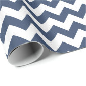 Marine blauw en wit moderne Chevron Cadeaupapier (Rol Hoek)