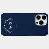 Marine blauw en wit | Monogram moderne Initialen Case-Mate iPhone Case (Achterkant (horizontaal))