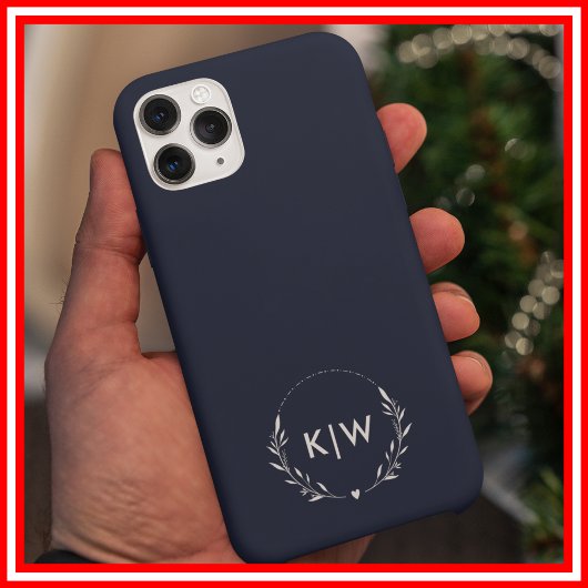 Marine blauw en wit | Monogram moderne Initialen Case-Mate iPhone Case