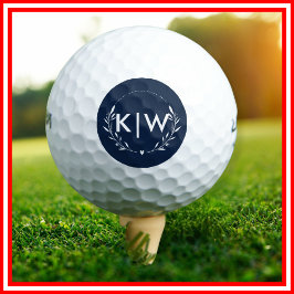 Marine blauw en wit | Monogram moderne Initialen Golfballen