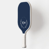 Marine blauw en wit | Monogram moderne Initialen Pickleball Paddle (Links)