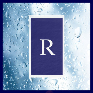 Marine Blauw en Wit Monogrammed Papier Gastenhandd Servet