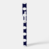 Marine Blauw en Wit Polka Dot Patroon Monogram Case-Mate iPhone Case (Achterkant / Links)