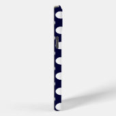 Marine Blauw en Wit Polka Dot Patroon Monogram Case-Mate iPhone Case (Achterkant / Rechts)