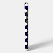 Marine Blauw en Wit Polka Dot Patroon Monogram Case-Mate iPhone Case (Achterkant / Links)