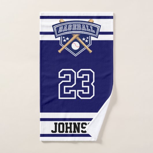 Marine blauw en wit sport honkbal handdoek (Handdoek)