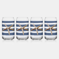 Marine Blauw en Wit Strepen Zeester