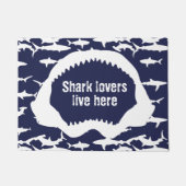 Marine Blauw en Witte Haai Jaws en Tanden Print Deurmat (Voorkant)