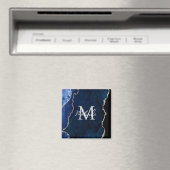 Marine Blauw en Zilver Marmeren Agaat Magneet (Insitu (Vaatwasser))