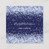 Marine blauw foto qr code vierkante visitekaartje (Voorkant)