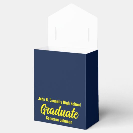 Marine Blauw Geel Afstuderen Party Custom Bedankdoosjes (Geopend)