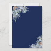 Marine Blauw Glitter Jurk, Blauwe Bloemen Zoet 16 Kaart (Achterkant)