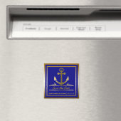 Marine Blauw Goud Anker Nautische Bruiloft Opslaan Magneet (Insitu (Vaatwasser))