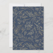 Marine Blauw Goud Boho Bloemen Huwelijksuitnodigin Kaart (Achterkant)