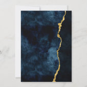 Marine Blauw Goud Folie Agaat Gilt Bruiloft Uitnod Kaart (Achterkant)