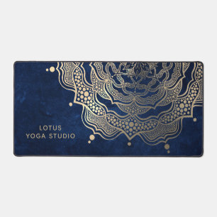 Marine Blauw & Goud Mandala Luxe Reiki Yoga Studio Bureaumat