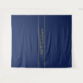 Marine Blauw & Goud Naam Achternaam of Bedrijf Wandkleed (Voorkant (horizontaal))