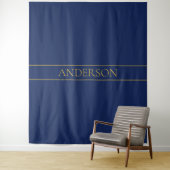 Marine Blauw & Goud Naam Achternaam of Bedrijf Wandkleed (In situ)