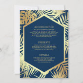 Marine Blauw Goud Tropische Palm Alles in Een Huwe Kaart (Achterkant)