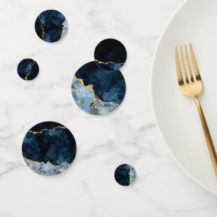 Marine Blauw & Gouden Folie Marmeren Agaat Partij Confetti