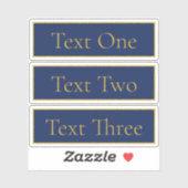 Marine Blauw & Gouden Naam Duidelijk Transparant Sticker (Vel)