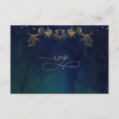Marine, Blauw, Groen Hemelse RSVP Online Bruiloft Informatiekaartje (Achterkant)